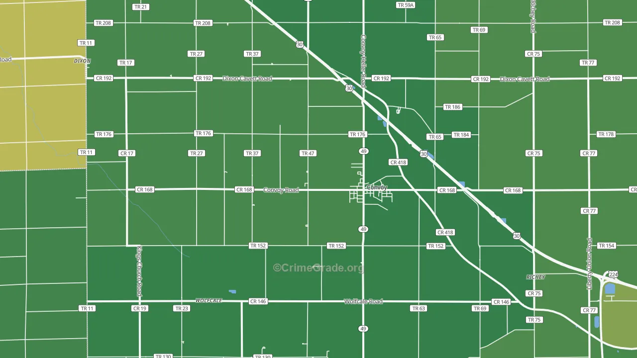 45832, OH Map of Vehicle Theft Rates
