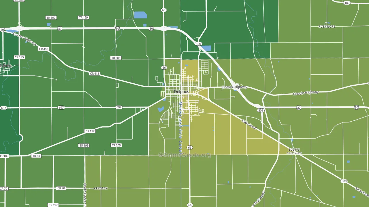 45833, OH Map of Vehicle Theft Rates