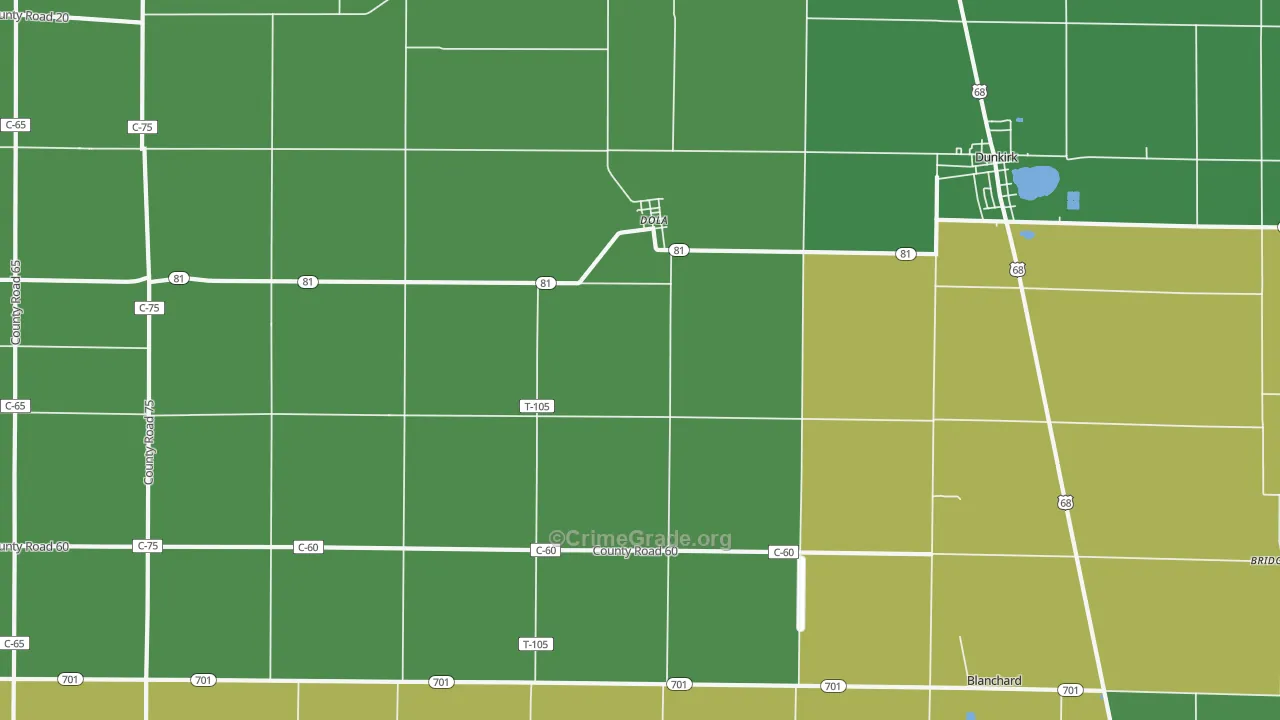 45835, OH Map of Vehicle Theft Rates