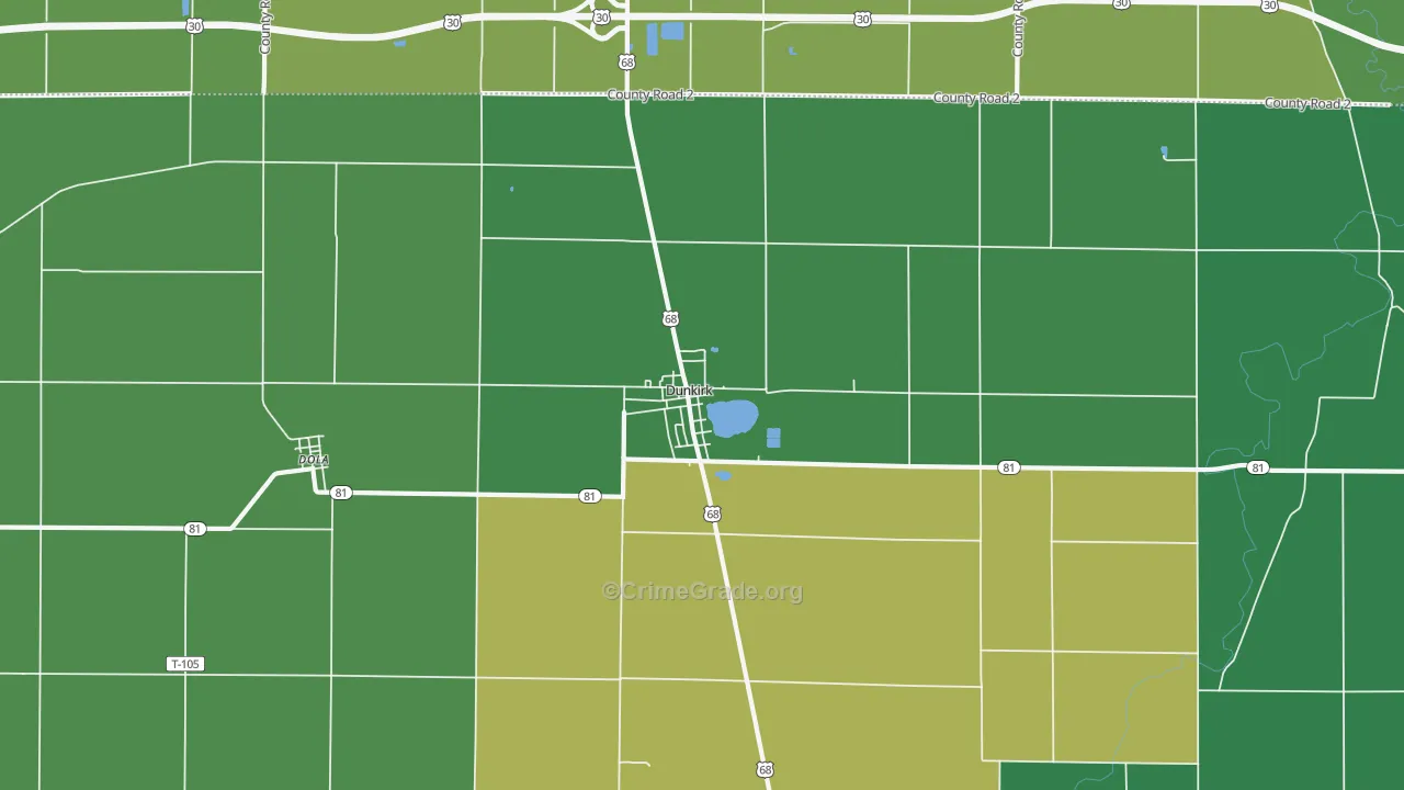 45836, OH Map of Vehicle Theft Rates