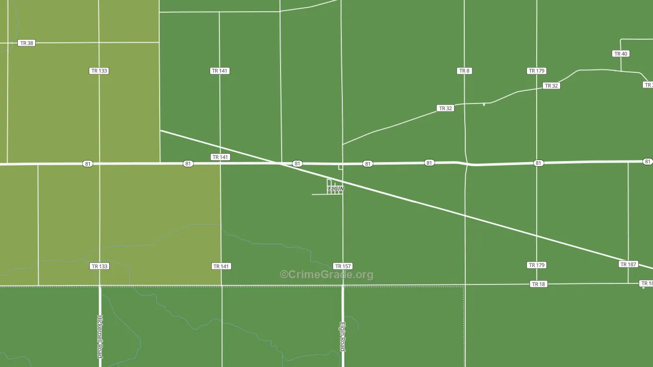 45838, OH Map of Vehicle Theft Rates