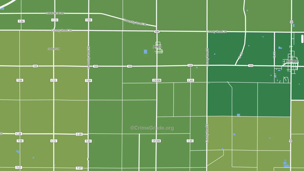 45841, OH Map of Vehicle Theft Rates