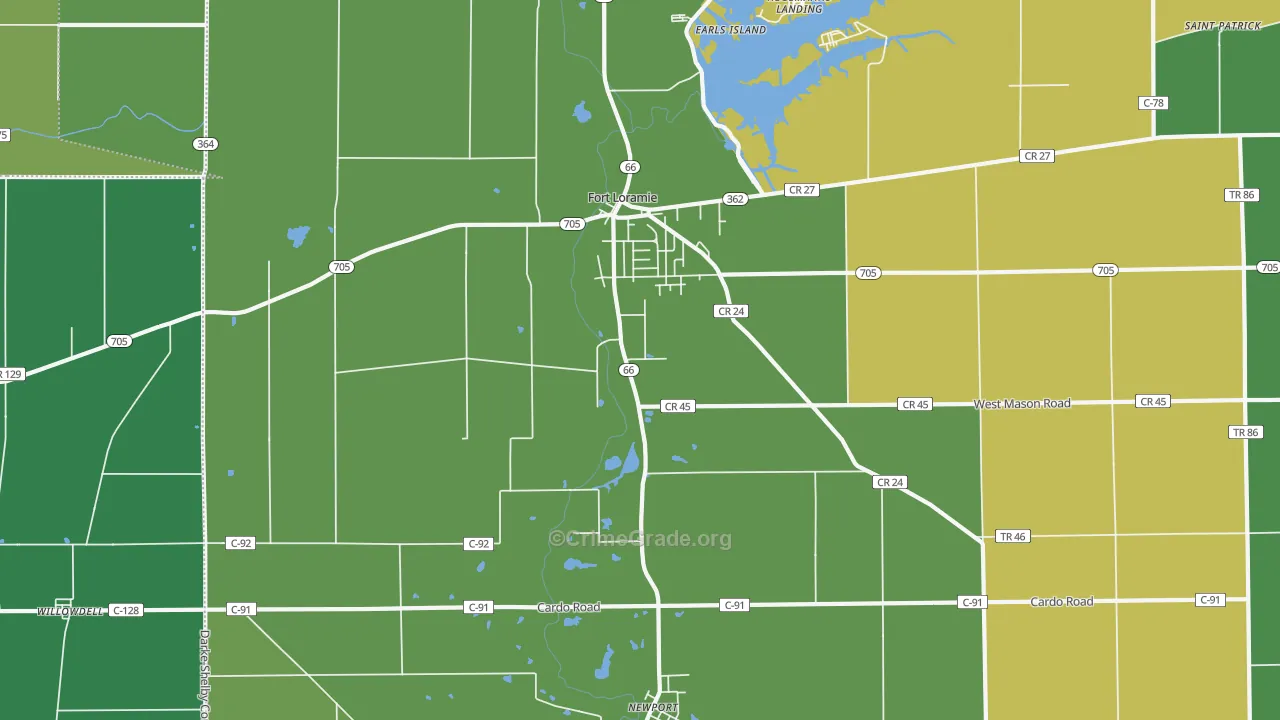 45845, OH Map of Vehicle Theft Rates