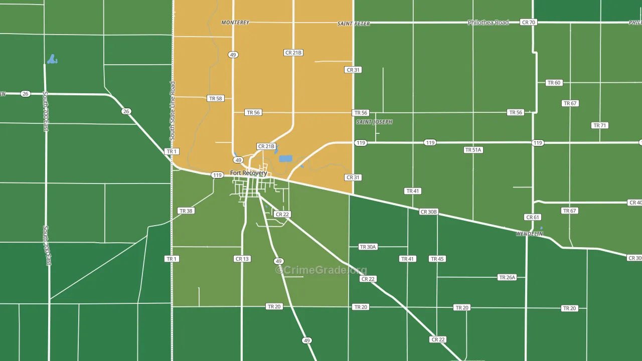 45846, OH Map of Vehicle Theft Rates