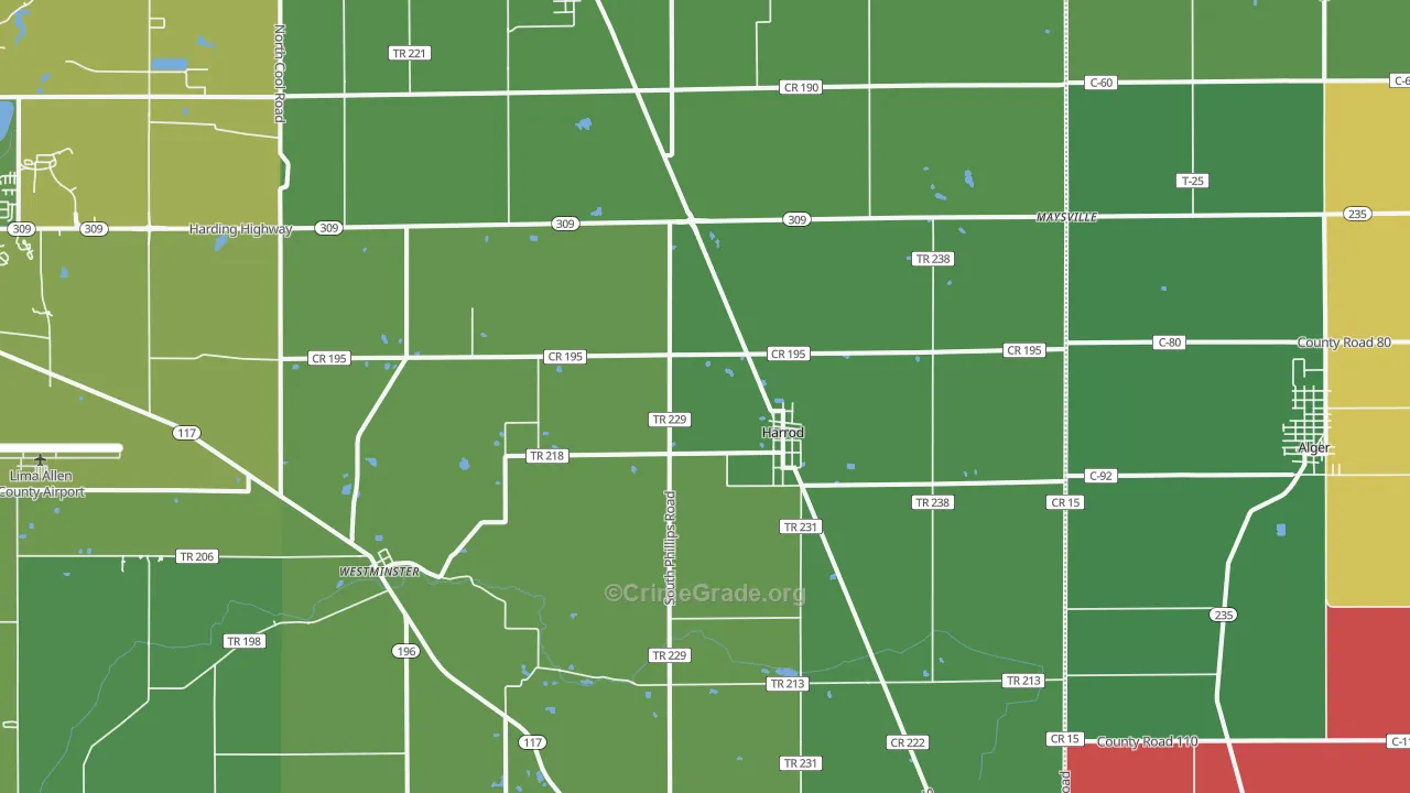 45850, OH Map of Vehicle Theft Rates
