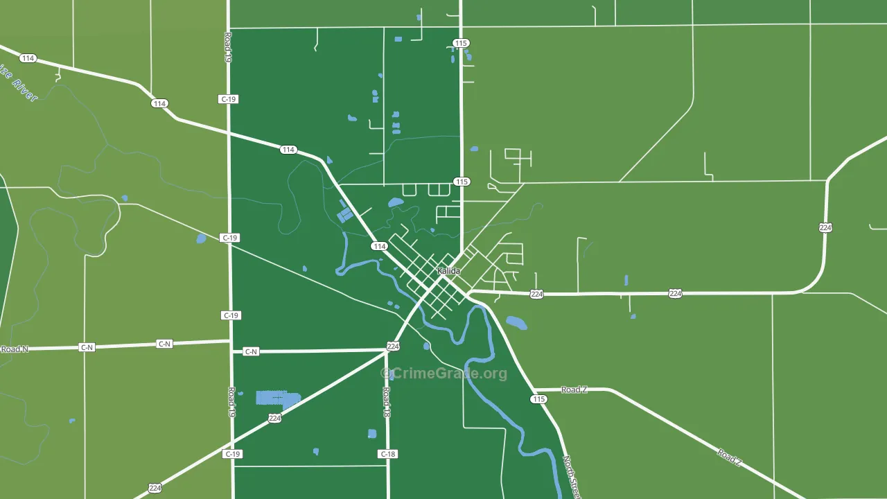 45853, OH Map of Vehicle Theft Rates