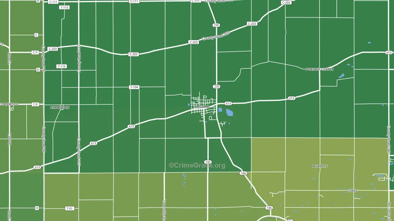 45858, OH Map of Vehicle Theft Rates