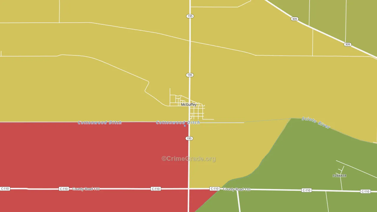 45859, OH Map of Vehicle Theft Rates