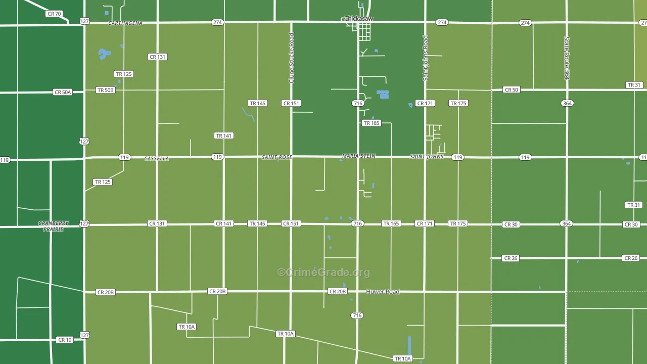 45860, OH Map of Vehicle Theft Rates
