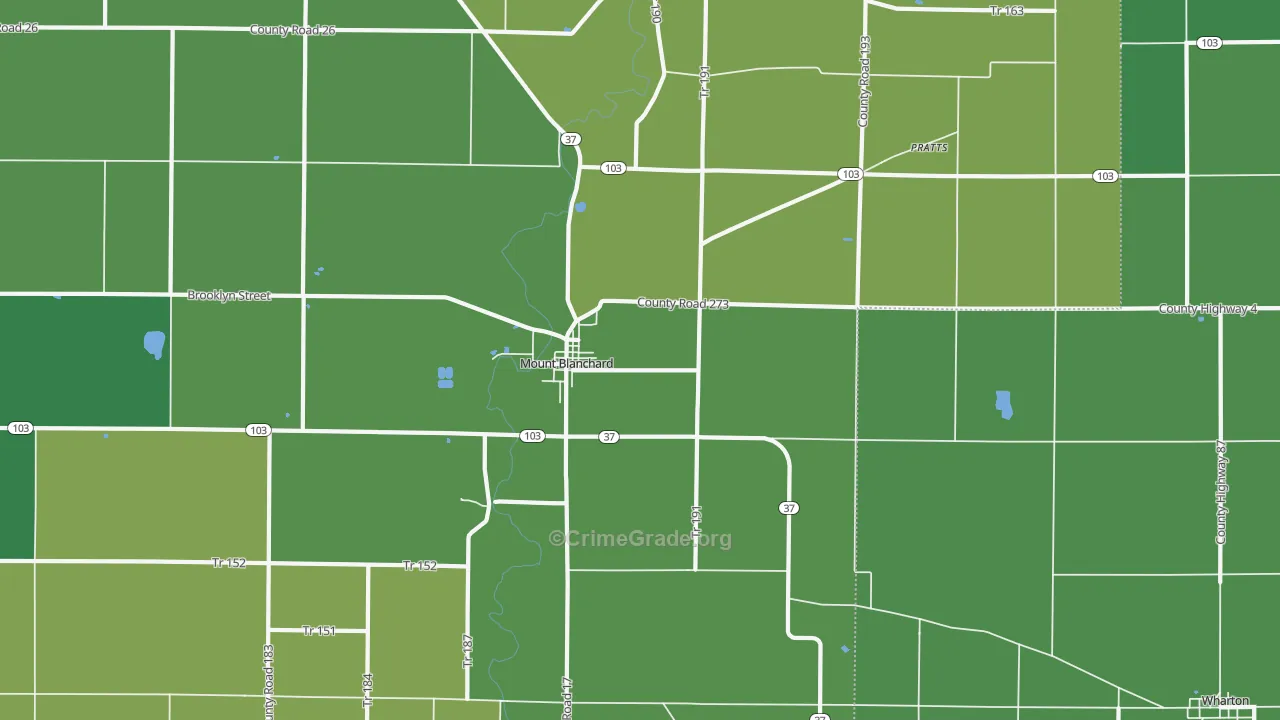 45867, OH Map of Vehicle Theft Rates