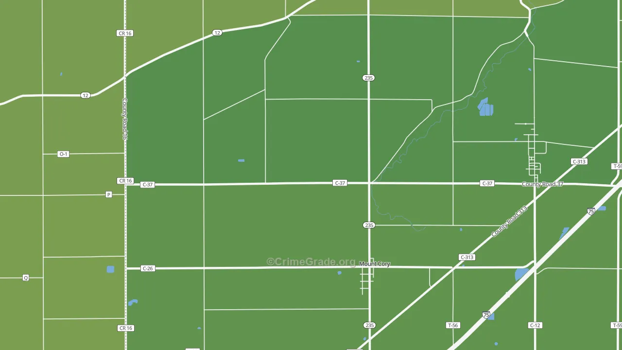 45868, OH Map of Vehicle Theft Rates