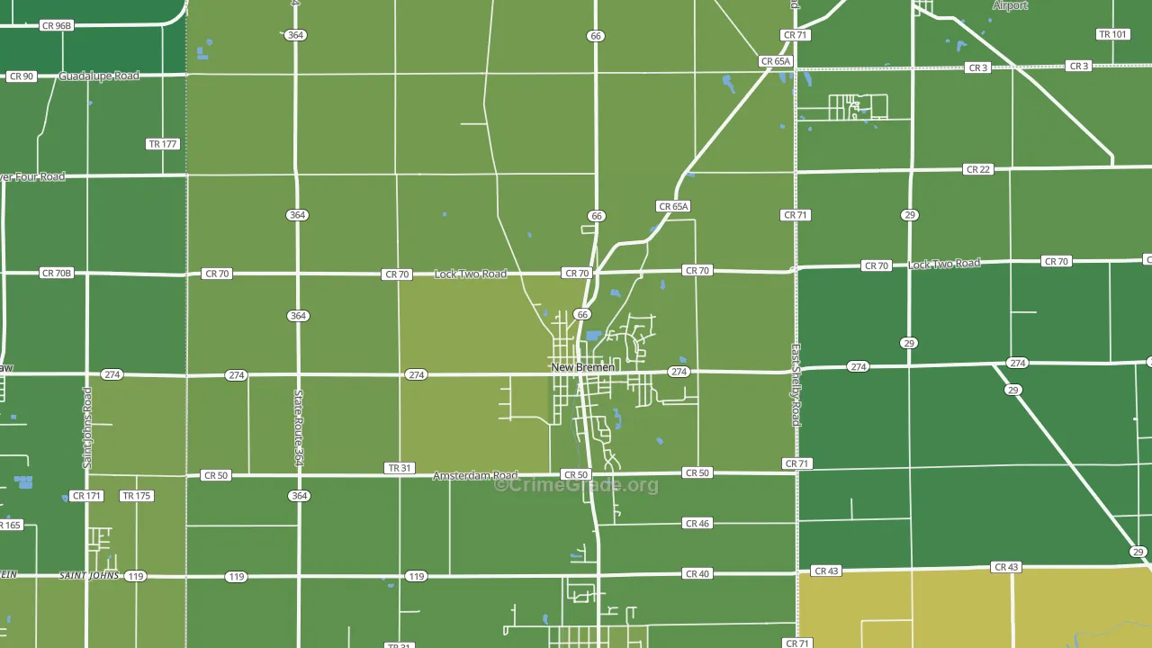 45869, OH Map of Vehicle Theft Rates
