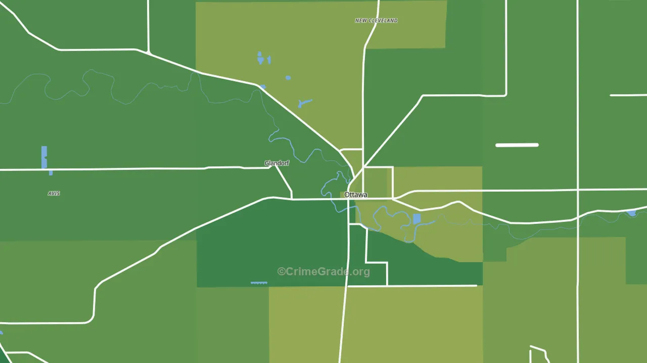 45875, OH Map of Vehicle Theft Rates