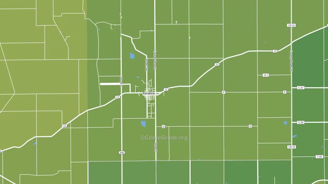 45877, OH Map of Vehicle Theft Rates