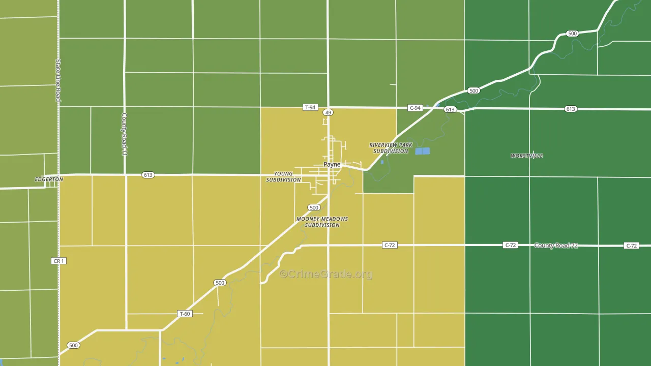45880, OH Map of Vehicle Theft Rates