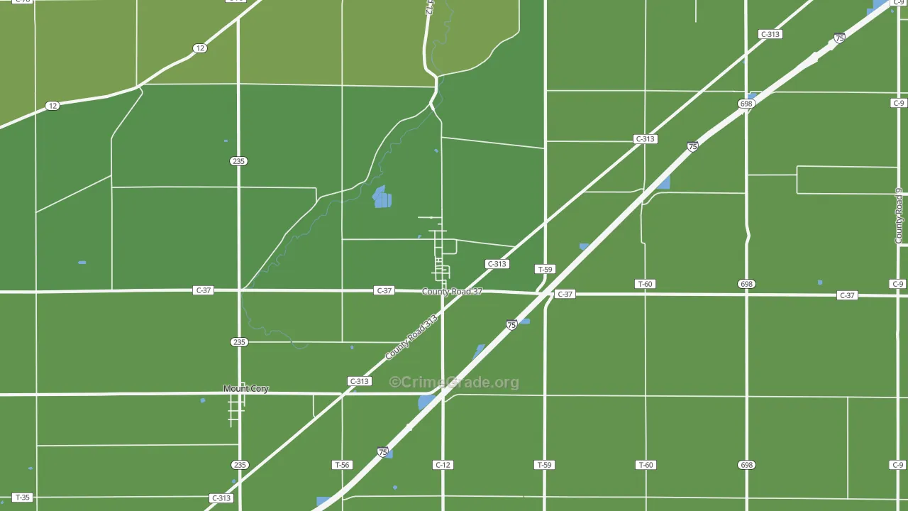 45881, OH Map of Vehicle Theft Rates