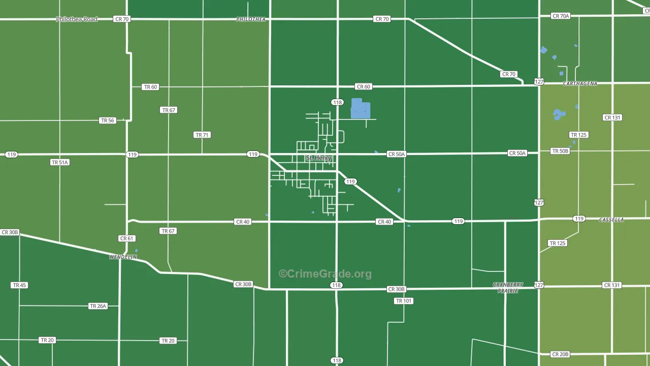 45883, OH Map of Vehicle Theft Rates
