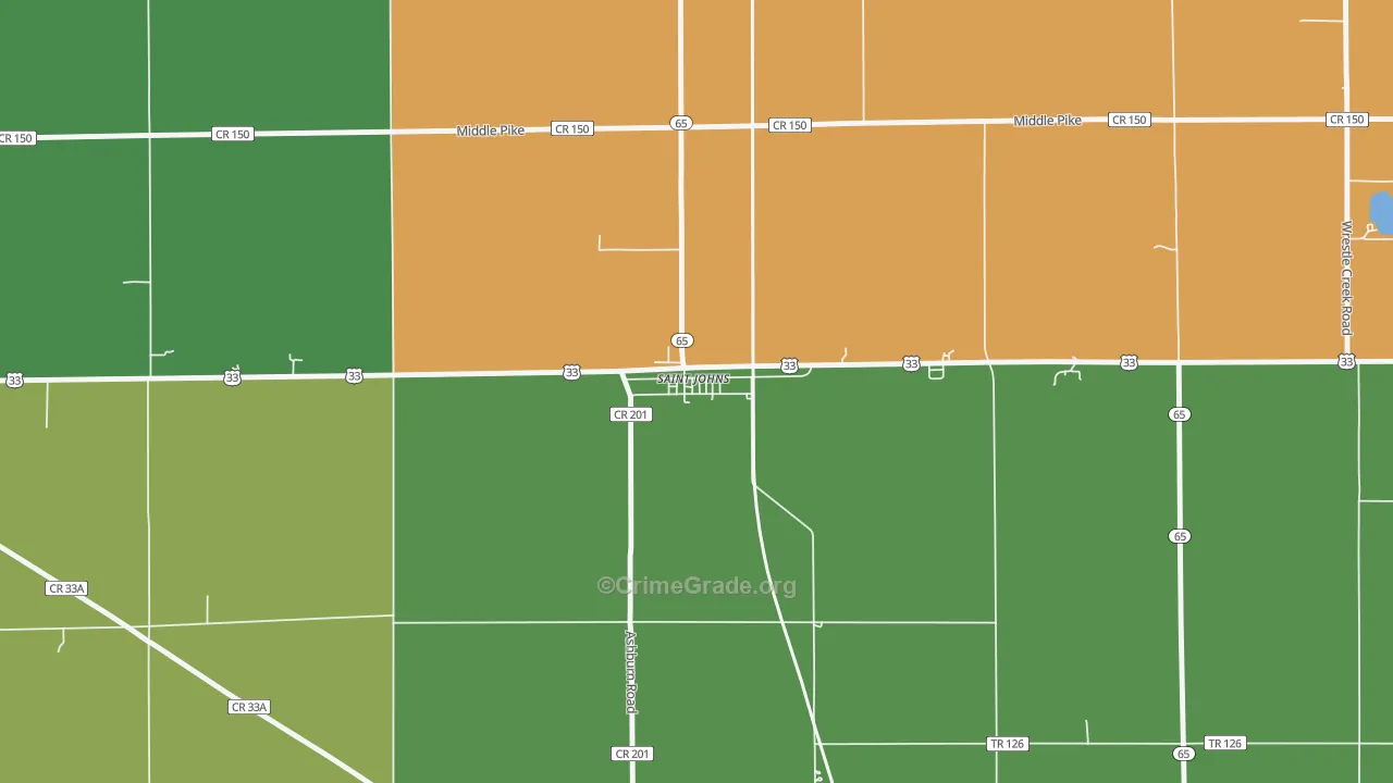 45884, OH Map of Vehicle Theft Rates