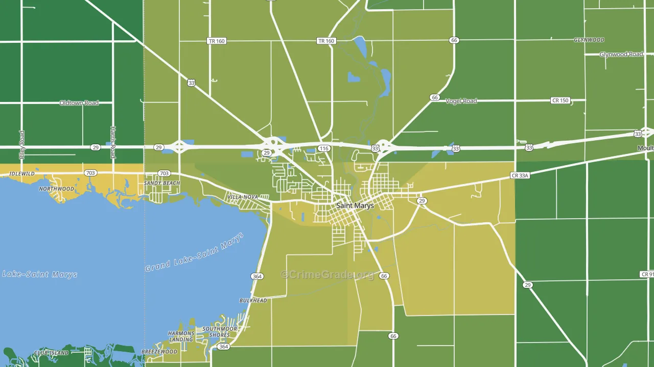 45885, OH Map of Vehicle Theft Rates