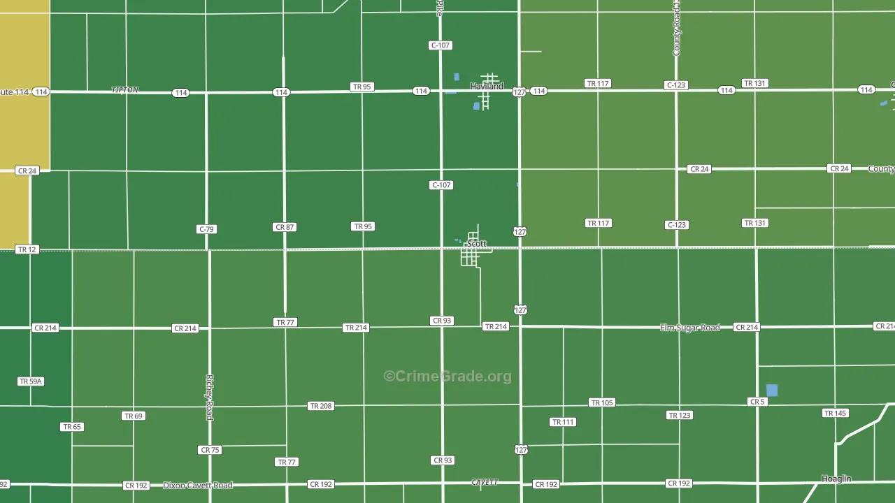 45886, OH Map of Vehicle Theft Rates