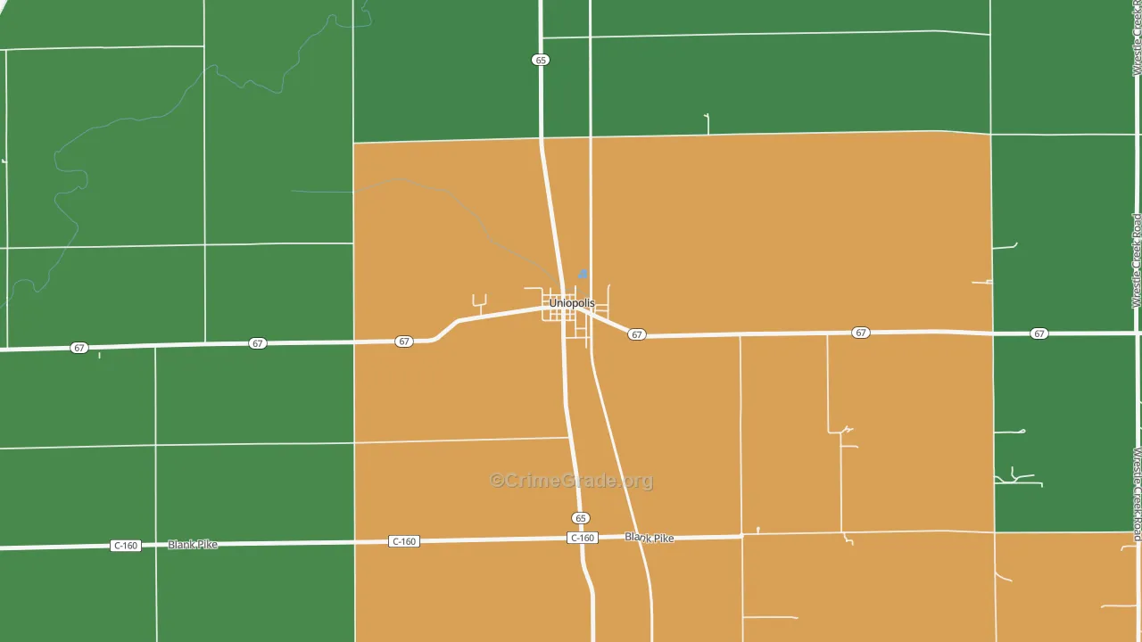 45888, OH Map of Vehicle Theft Rates