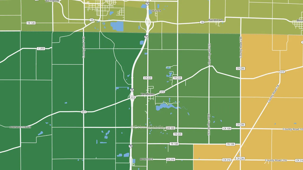 45889, OH Map of Vehicle Theft Rates