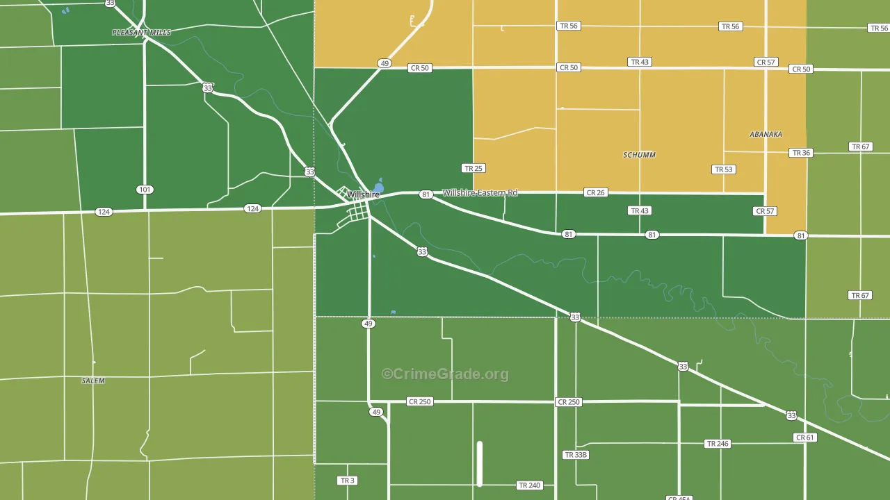 45898, OH Map of Vehicle Theft Rates