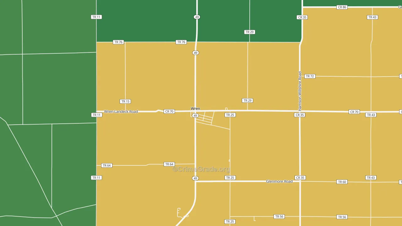 45899, OH Map of Vehicle Theft Rates