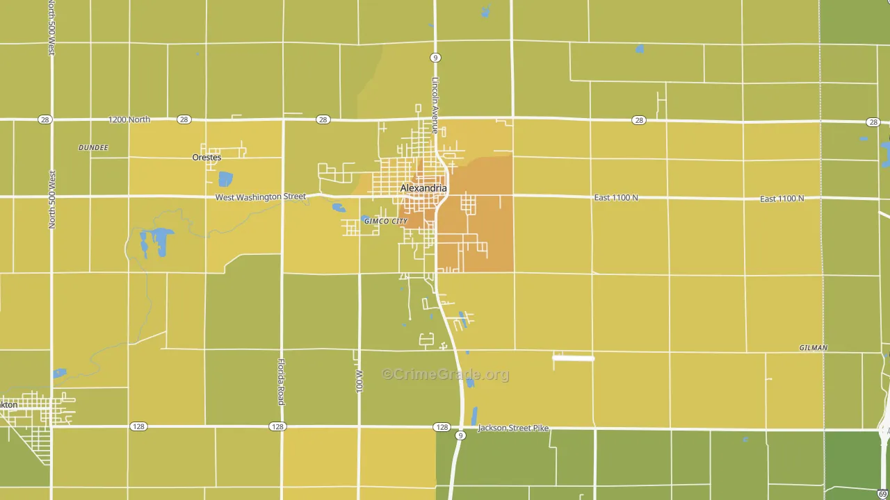 46001, IN Map of Vehicle Theft Rates
