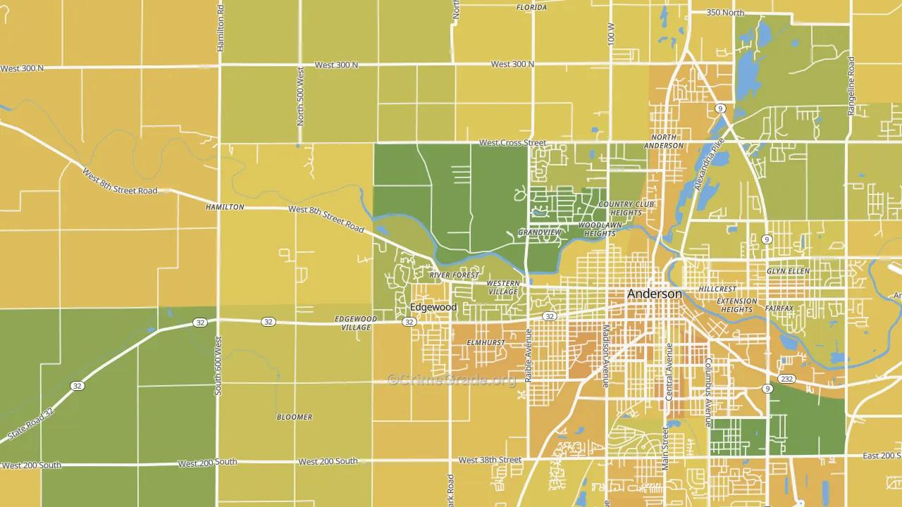 46011, IN Map of Vehicle Theft Rates