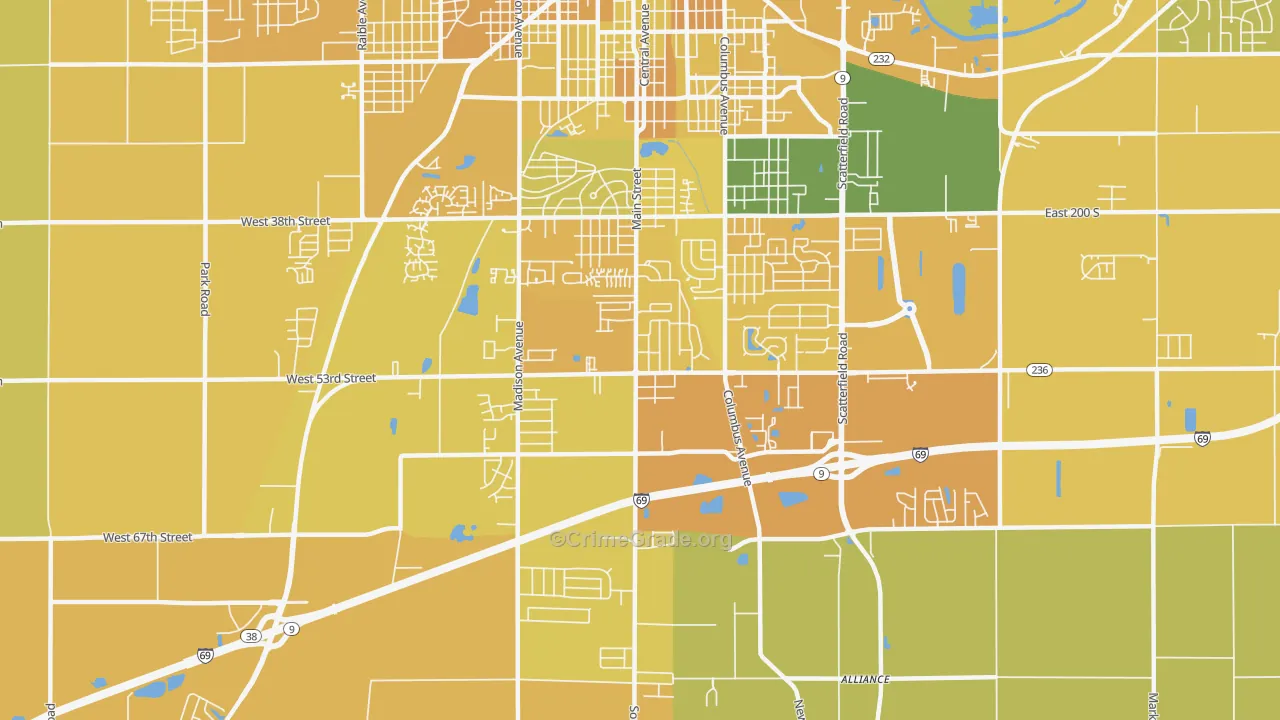 46013, IN Map of Vehicle Theft Rates