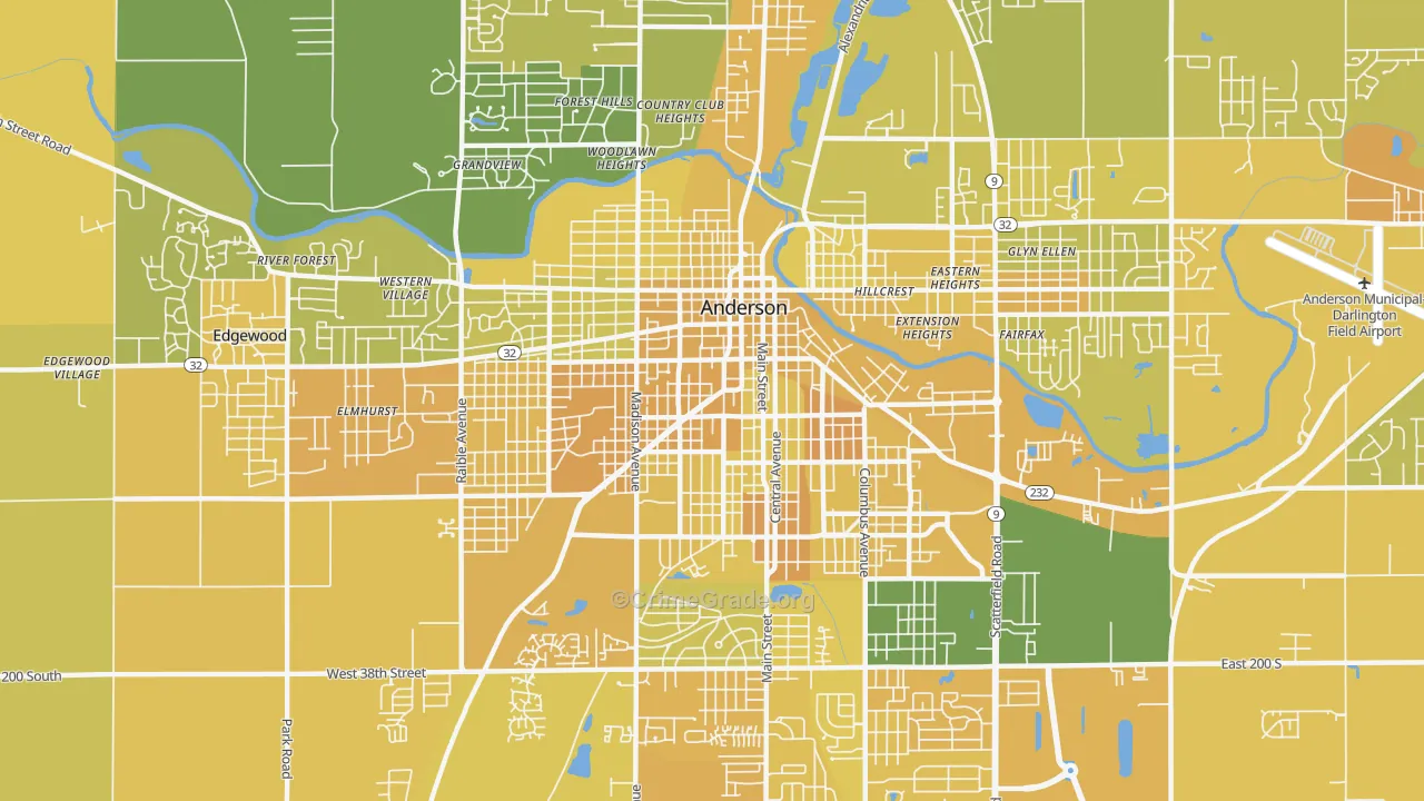 46016, IN Map of Vehicle Theft Rates