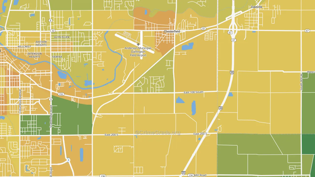 46017, IN Map of Vehicle Theft Rates