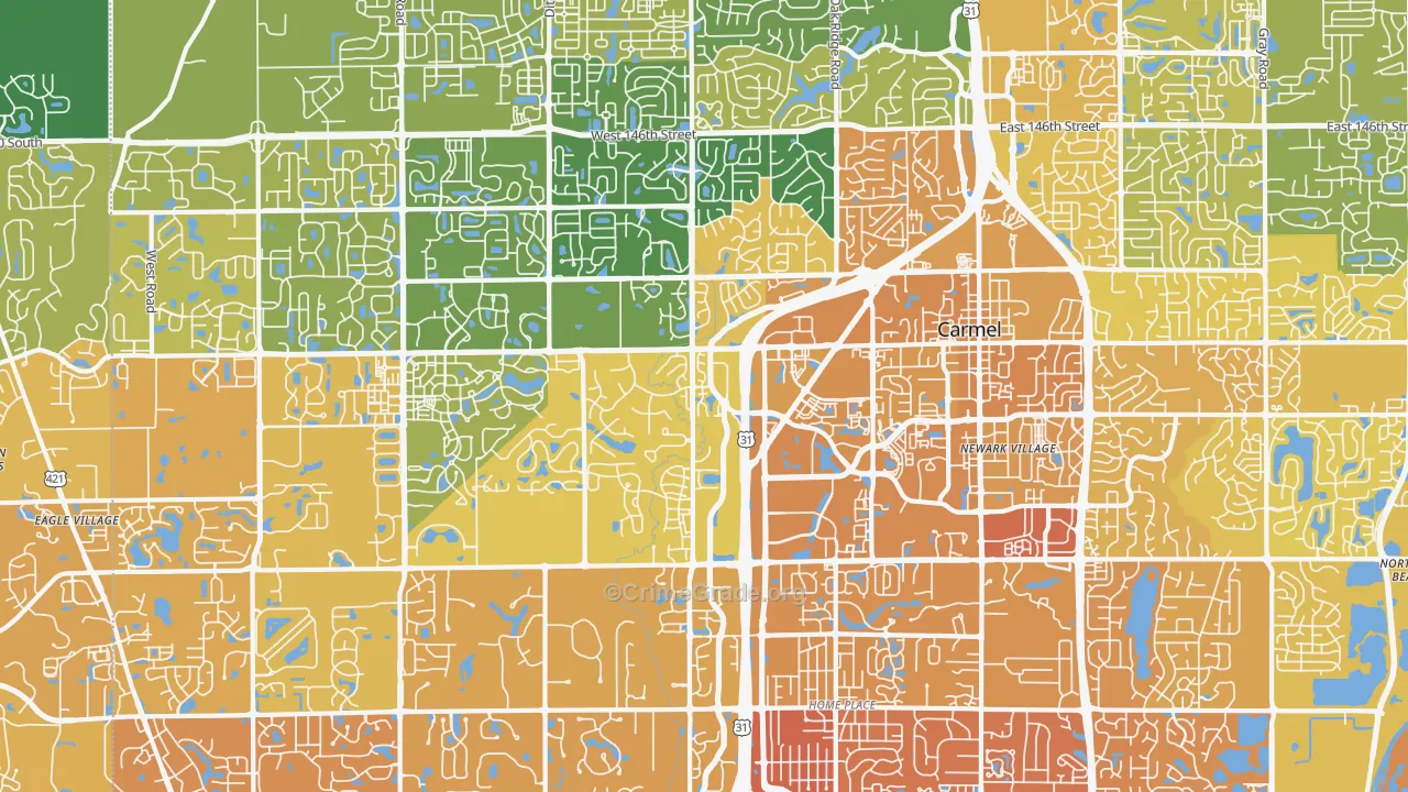 46032, IN Map of Vehicle Theft Rates