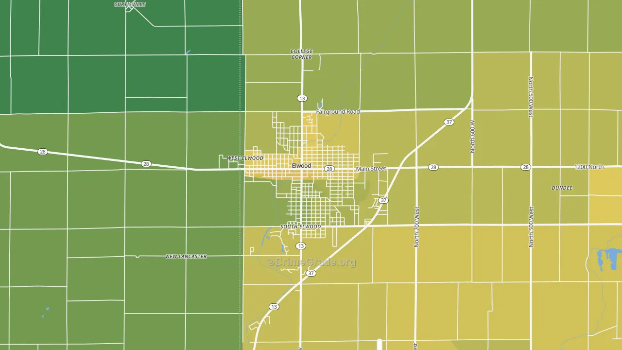 46036, IN Map of Vehicle Theft Rates