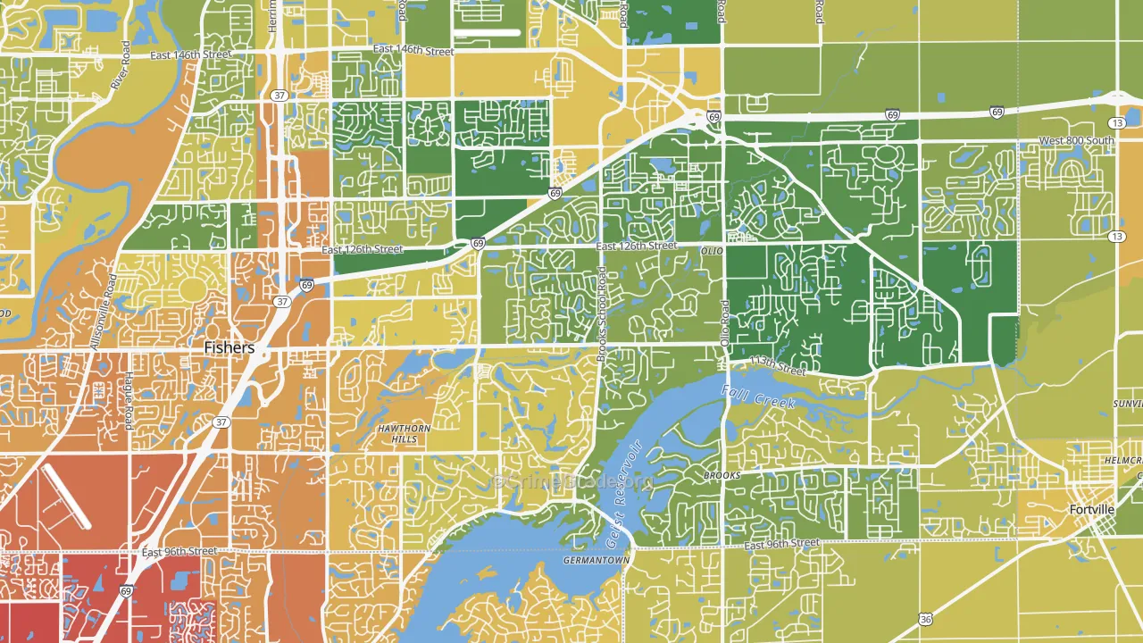 46037, IN Map of Vehicle Theft Rates