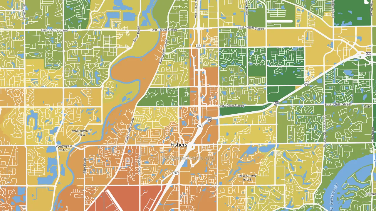 46038, IN Map of Vehicle Theft Rates