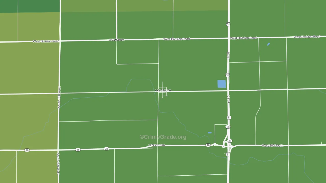46045, IN Map of Vehicle Theft Rates