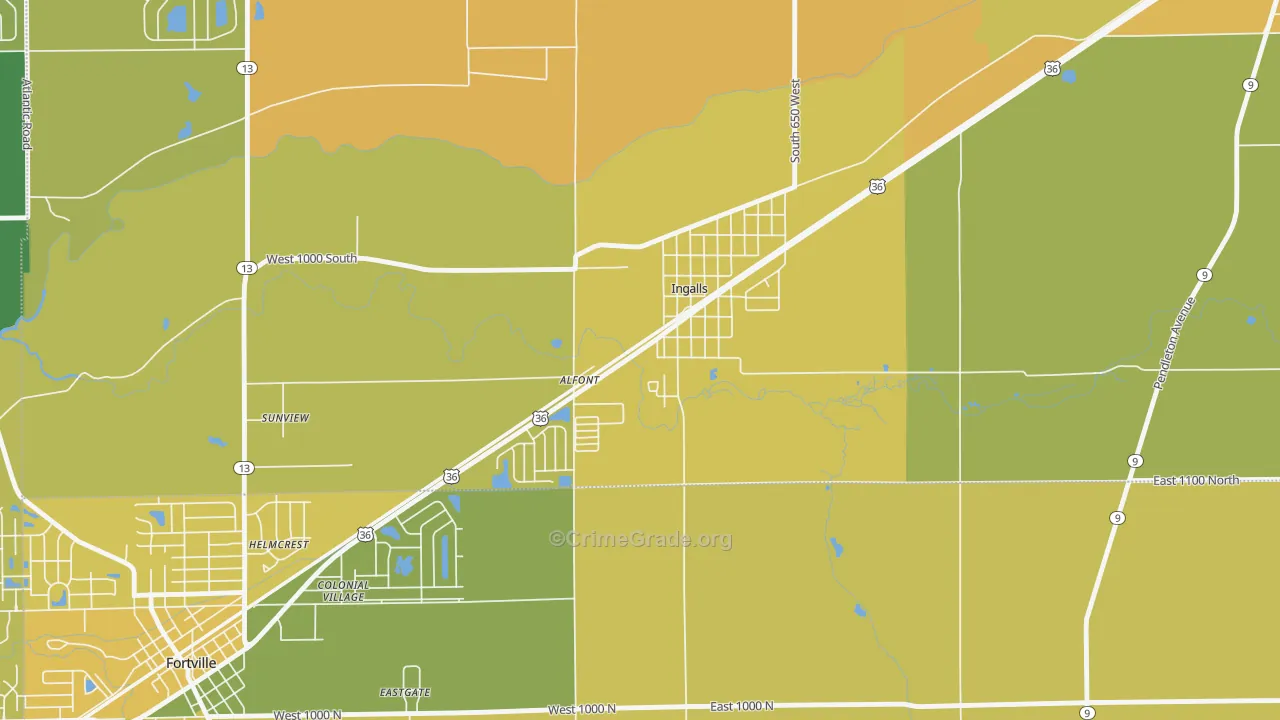 46048, IN Map of Vehicle Theft Rates
