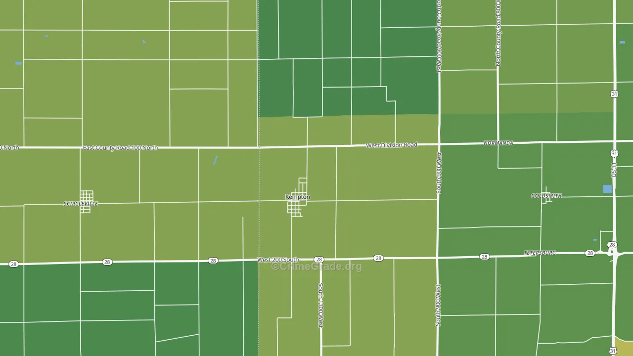 46049, IN Map of Vehicle Theft Rates