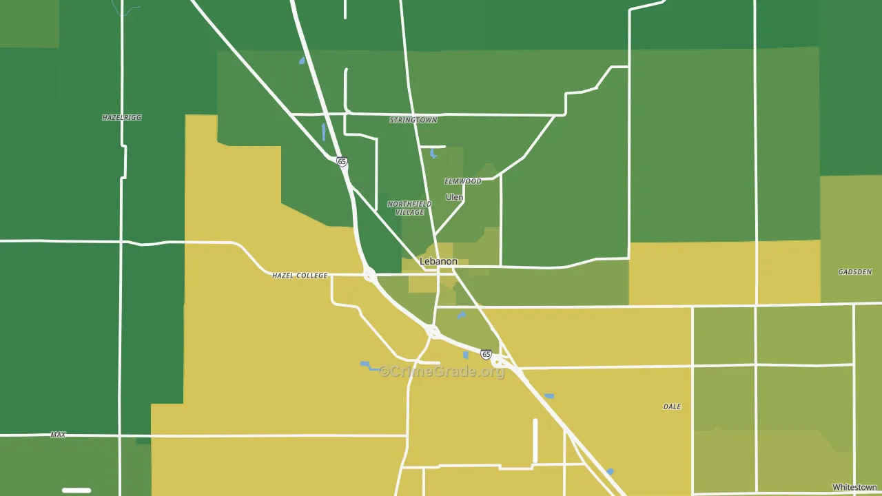 46052, IN Map of Vehicle Theft Rates