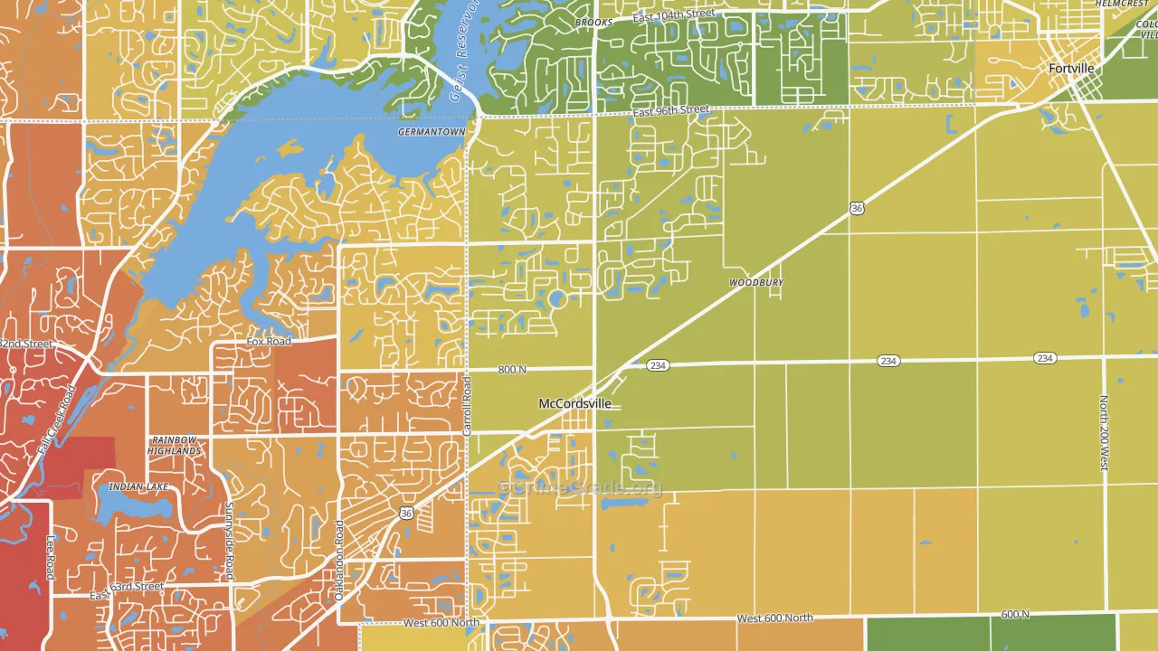 46055, IN Map of Vehicle Theft Rates