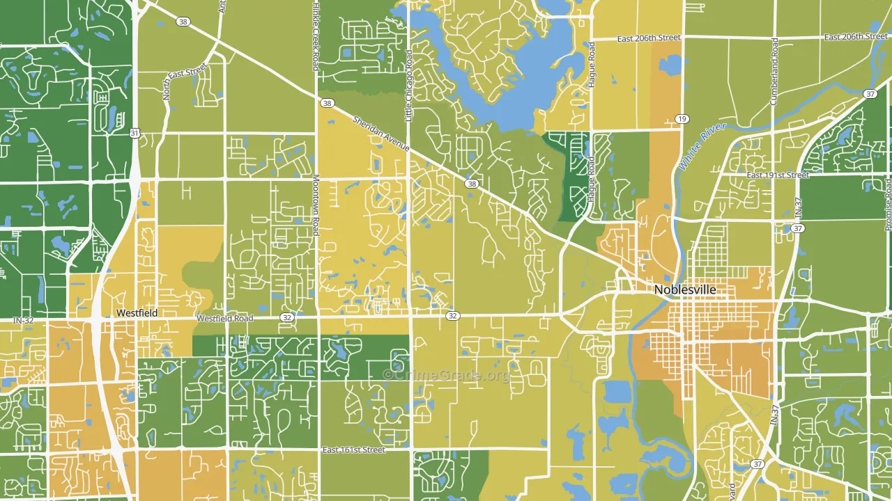 46062, IN Map of Vehicle Theft Rates
