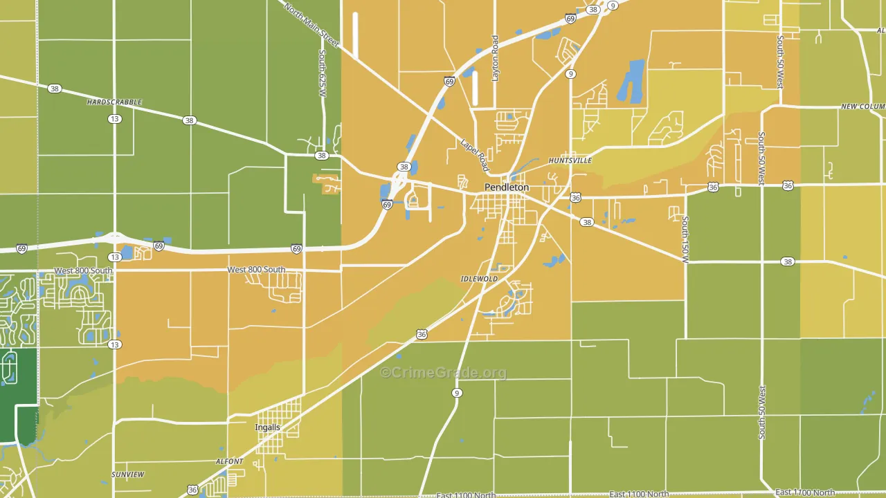 46064, IN Map of Vehicle Theft Rates
