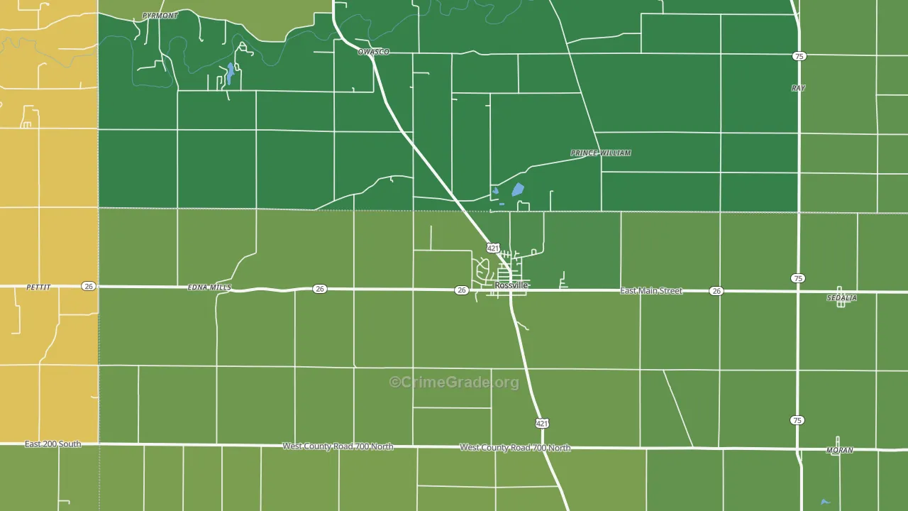 46065, IN Map of Vehicle Theft Rates