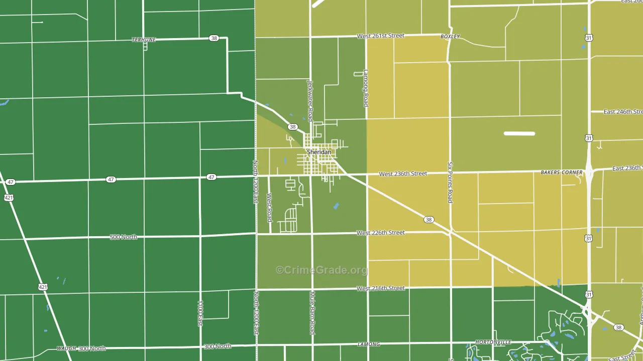 46069, IN Map of Vehicle Theft Rates