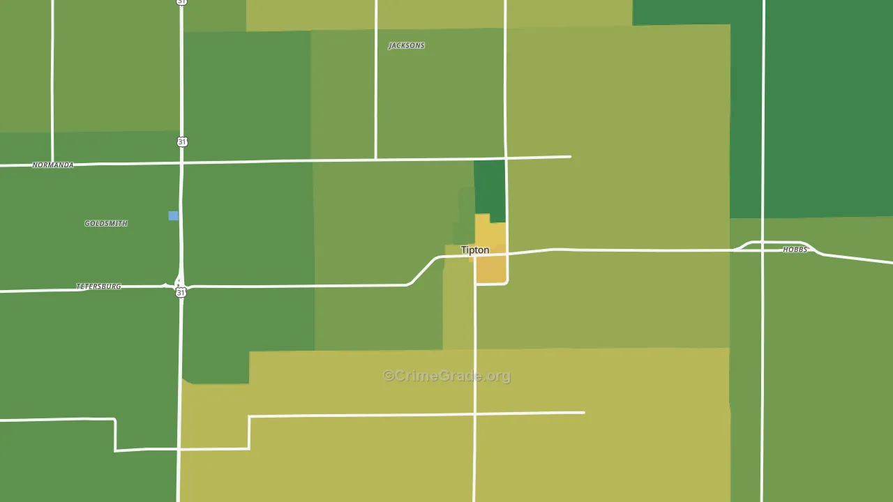 46072, IN Map of Vehicle Theft Rates