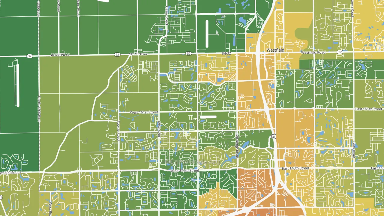 46074, IN Map of Vehicle Theft Rates