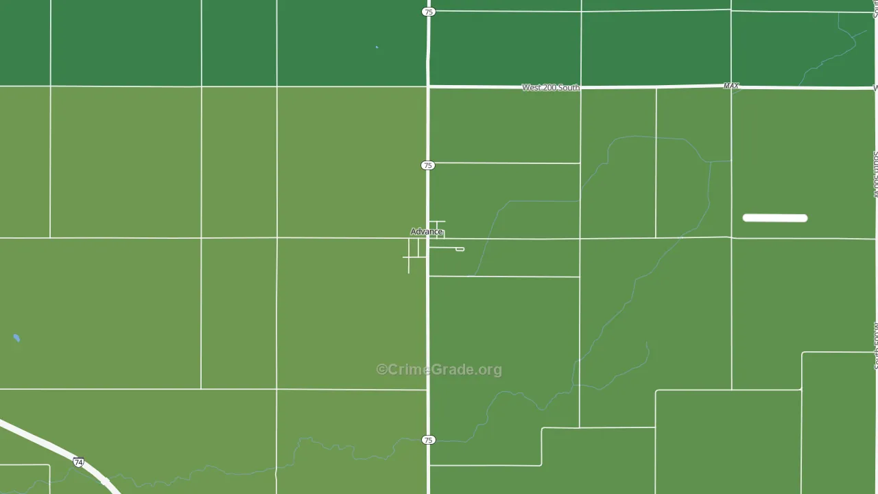 46102, IN Map of Vehicle Theft Rates
