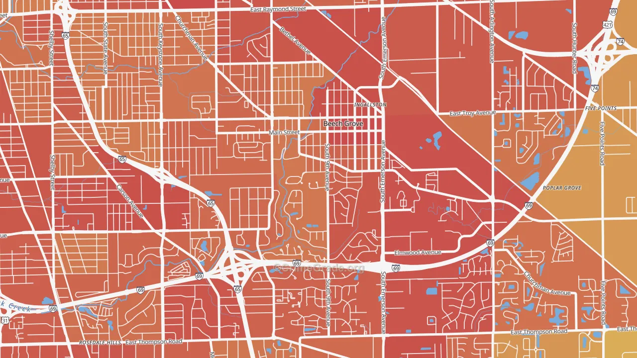 46107, IN Map of Vehicle Theft Rates